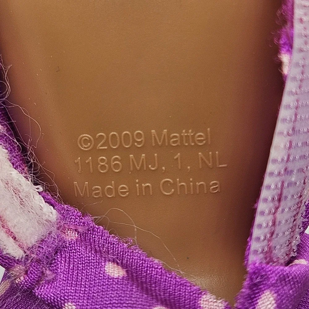 Barbie Doll African American Dark Hair Brown Eyes Purple Polka Dot Dress Mattel